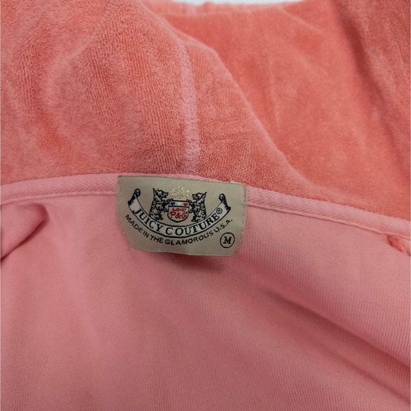 Juicy Couture Pink Terry Zip Hoodie Made in USA Y2K Medium - Picture 5 of 6